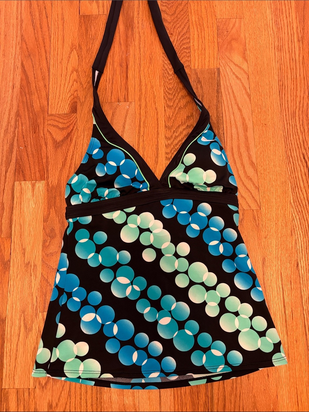 Nike Halter Swim Top with Aqua & Teal Bubble Print